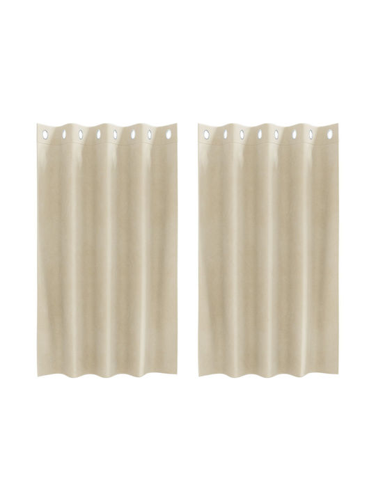 vidaXL vidaXL Set Vorhänge Verdunkelung Fenster mit Grommet Beige 140x140cm