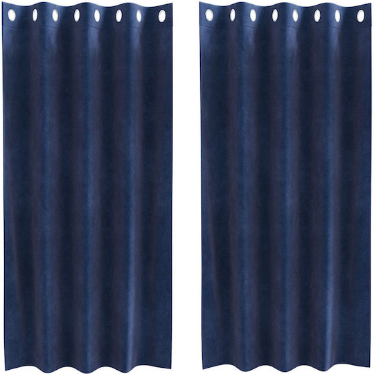 vidaXL vidaXL Set Vorhänge Fenster mit Grommets Blau 140x175cm