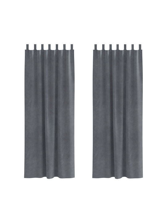 vidaXL vidaXL Set Vorhänge Fenster mit Obere Registerkarte Schwarz 140x260cm
