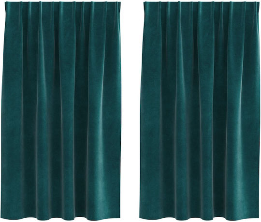 vidaXL Set Window Curtains With Pencil Pleat Green 140x140cm
