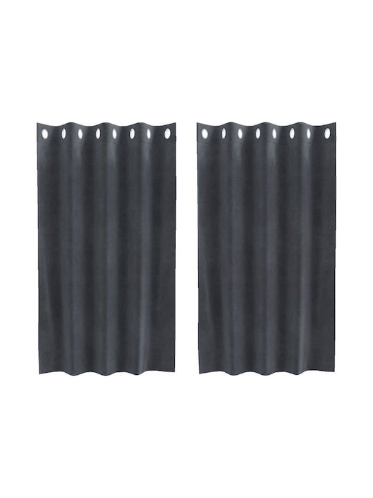 vidaXL Set Vorhänge Fenster mit Grommets Schwarz 140x140cm