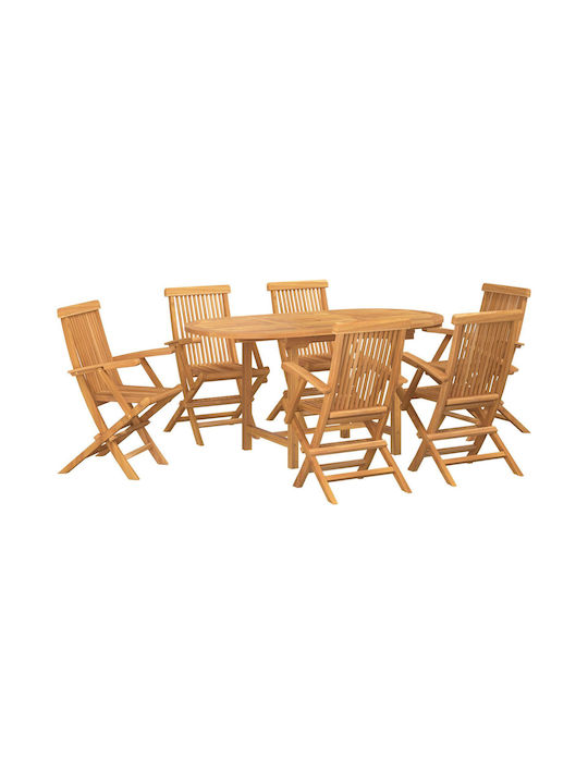 Set Sala De Mese Pentru Exterior 7 Piese Maro