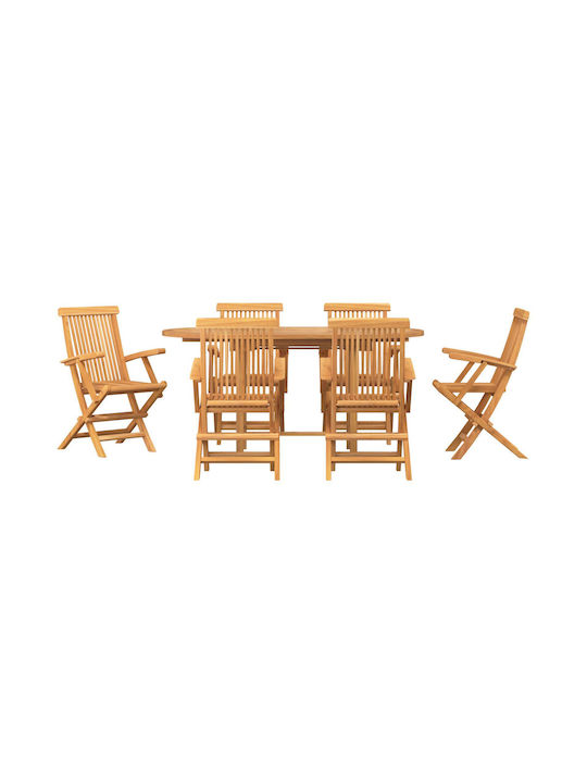 Set Sala De Mese Pentru Exterior 7 Piese Maro