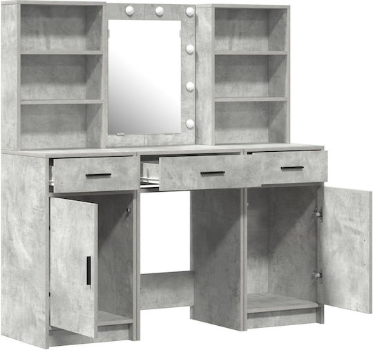 Wooden Makeup Dressing Table Grey with Mirror 50x41x135cm