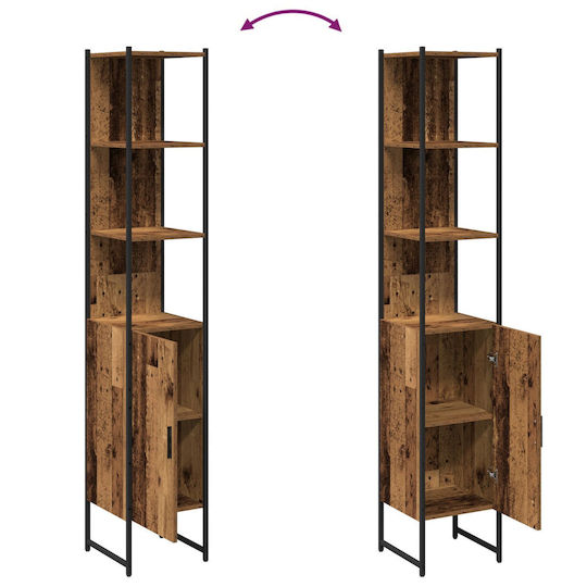 vidaXL Dulap Coloană pentru Baie Pardoseală M33xB33xY185.5cm Lemn Natural