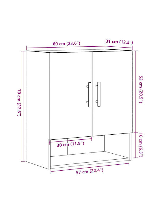Kabinett Wand Black Oak 60x31x70cm