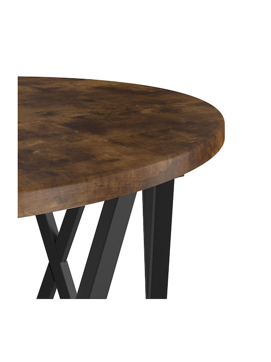 Round Side Coffee Table Made of Solid Smoked Beech Wood 2 Pieces W50xL50cm