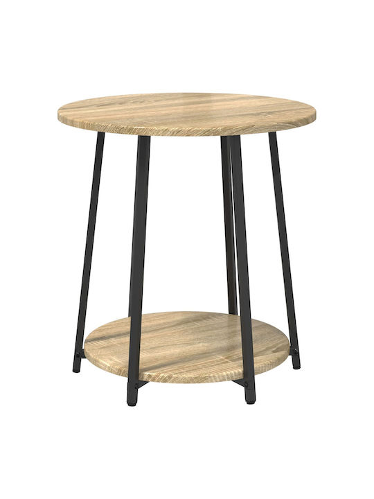 Round Side Table Made of Solid Wood Sonama 2 Pieces M50xD50cm