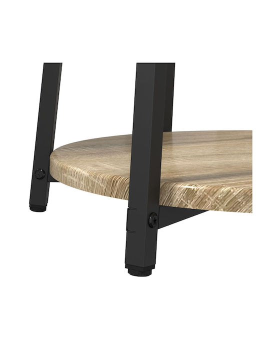 Round Side Table Made of Solid Wood Sonama 2 Pieces M50xD50cm