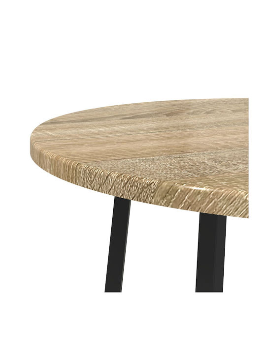 Round Side Table Made of Solid Wood Sonama 2 Pieces M50xD50cm
