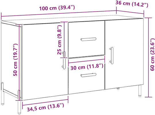 Мебели за съхранение Черно 100x36x60см