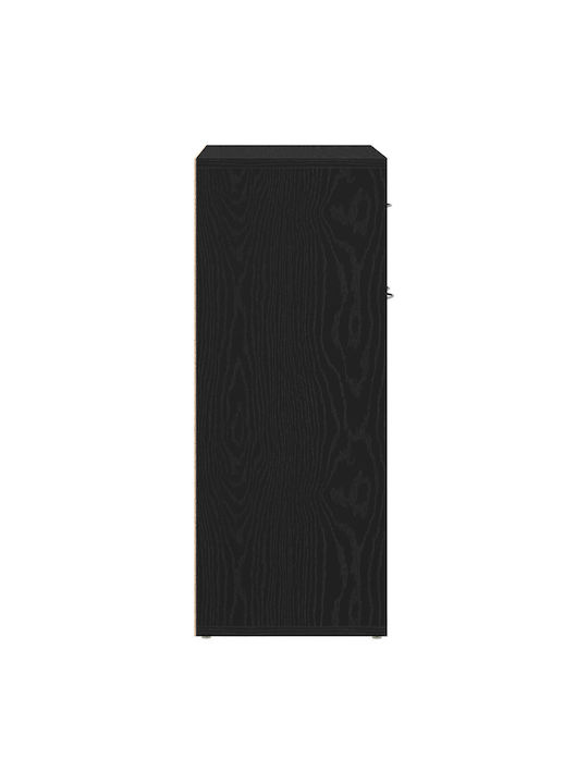 Sideboard Wooden with Drawers Black Velvet-Black Metal 60x30x75cm