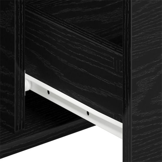 Sideboard Wooden with Drawers Black Velvet-Black Metal 101.5x35x70cm