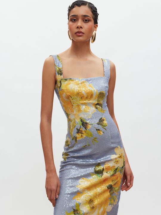 Maxi Evening Dress Indigo Yellow