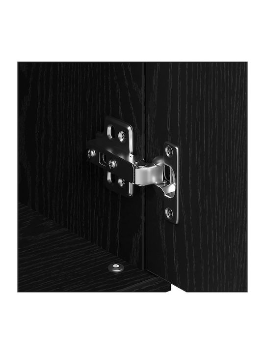 Sideboard Wooden with Drawers Black Velvet-Black Metal 101.5x35x70cm