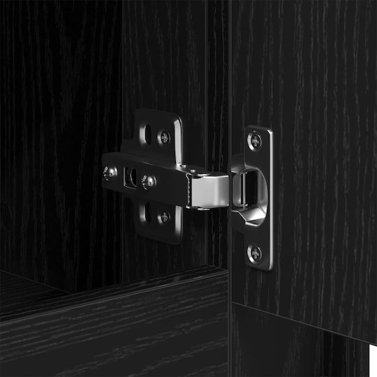 Sideboard made of Wood Black Velvet-Black Metal 102x35x55cm