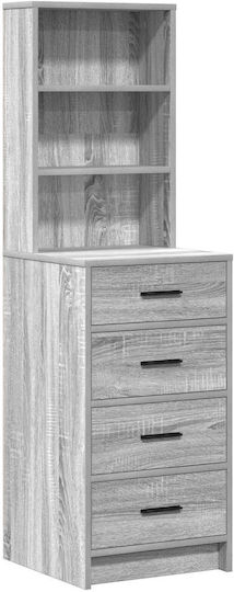 Bodenstehende Schminktisch Schlafzimmer Holz Grau mit Spiegel 40x41x135cm