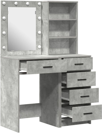Bodenstehende Schminktisch Schlafzimmer Holz Grau mit Spiegel 50x41x135cm
