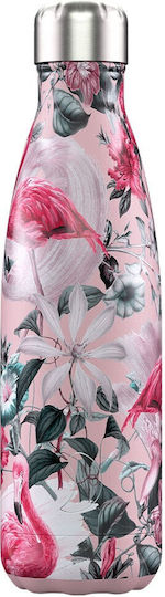 Chilly's Tropical Μπουκάλι Θερμός Ανοξείδωτο BPA Free 500ml Tropical Flamingo Flamingo