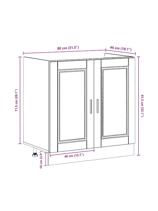 Kitchen Cabinet Set Wall & Floor Sonoma Grey 80x46x84.5cm