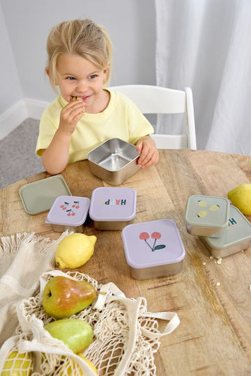 Laessig Happy Fruits Пластмасов Детски Комплект За Хранене Сребрист