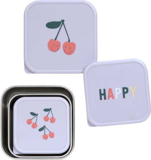 Laessig Happy Fruits Пластмасов Детски Комплект За Хранене Сребрист