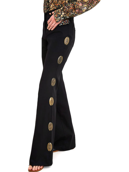 Dolce Domenica Women's Fabric Trousers Bell Black