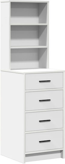 Floor-Standing Makeup Dressing Table Wooden White with Mirror 50x41x135cm