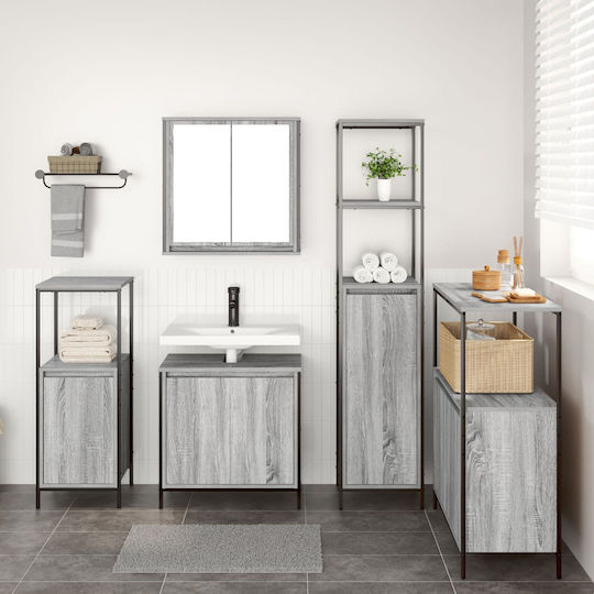 vidaXL Πάγκος με Νιπτήρα Μ60xΒ60xΥ34.5cm Γκρι Sonoma