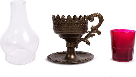 Glass Vigil Oil Lamp with Metal Base Large 1 Piece Bronze