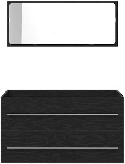 vidaXL Rechteckiger Badezimmerspiegel aus Edelstahl mit Schrank 90x45cm Schwarz