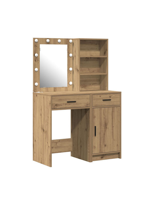 Bodenstehende Schminktisch aus Massivholz Braun mit Spiegel 50x41x135cm