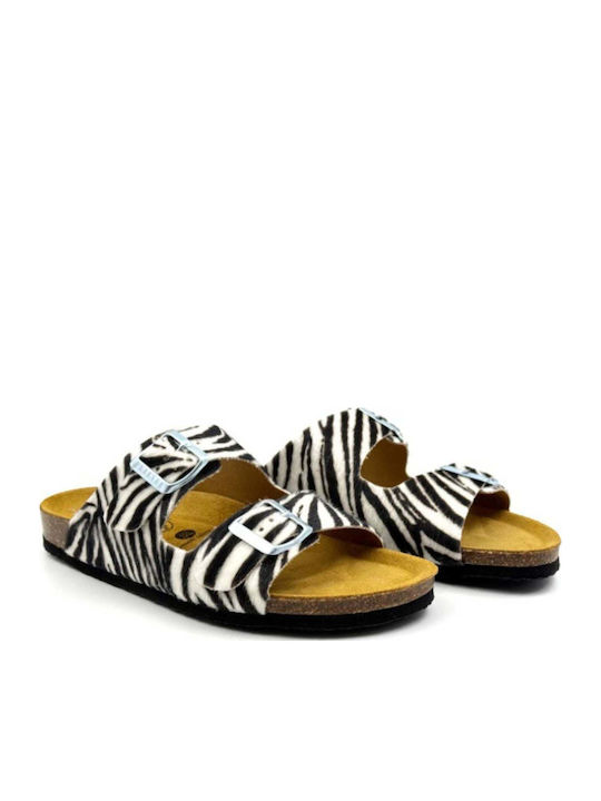 Leder Flache Damen Sandalen Zebra