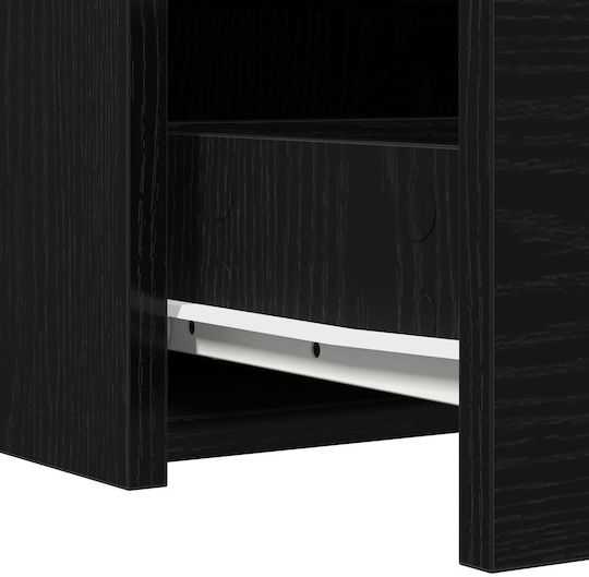Wandmontage Schminktisch Schlafzimmer Holz Schwarz Eiche mit Spiegel 100x40x70cm