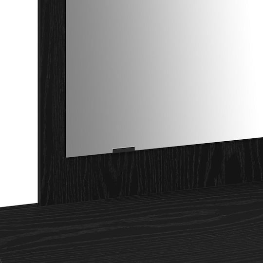 Wandmontage Schminktisch Schlafzimmer Holz Schwarz Eiche mit Spiegel 100x40x70cm