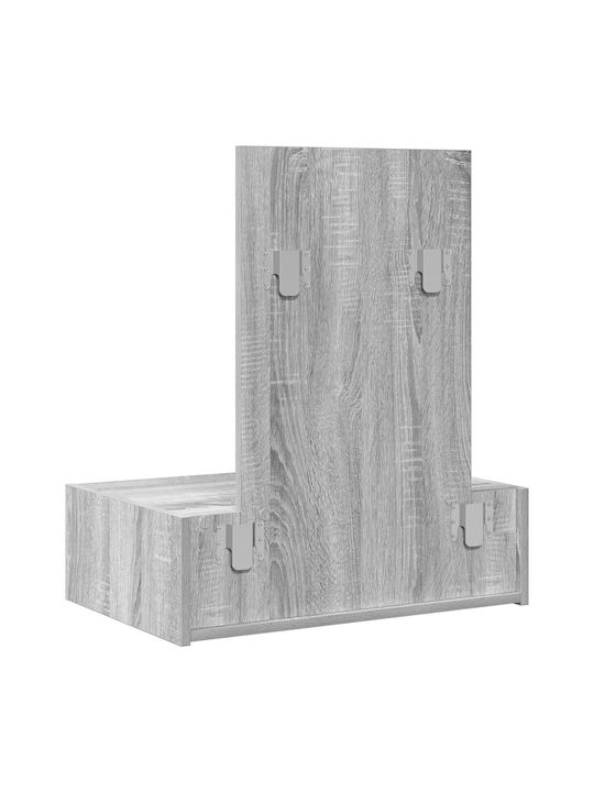 Masă De Toaletă De Dormitor Montată Pe Perete Din Lemn Gri Cu Oglindă 60x40x70cm
