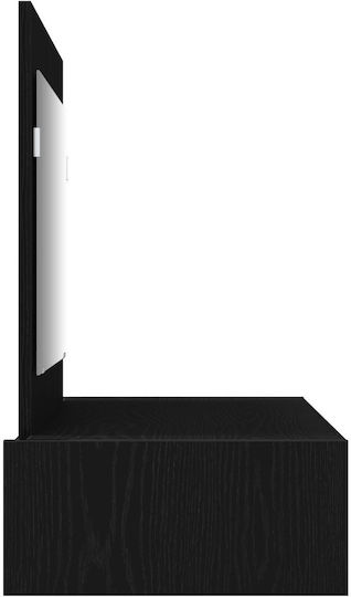 Wandmontage Schminktisch Schlafzimmer Holz Schwarz Eiche mit Spiegel 100x40x70cm