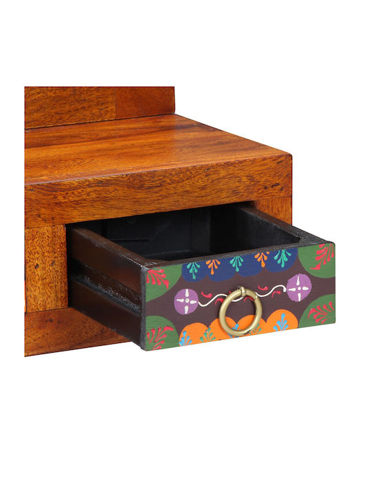 Wall-Mounted Makeup Dressing Table Made of Solid Brown Wood with Mirror 40x20x50cm