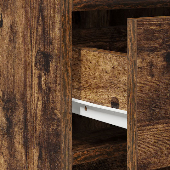 Floor-standing Bedroom Makeup Table Wooden Dark Oak with Mirror 78.5x41x135cm