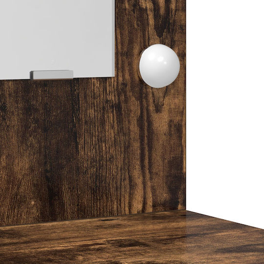 Floor-standing Bedroom Makeup Table Wooden Dark Oak with Mirror 78.5x41x135cm