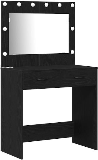 Floor-standing Makeup Dressing Table Wooden Black with Mirror 78.5x41x135cm