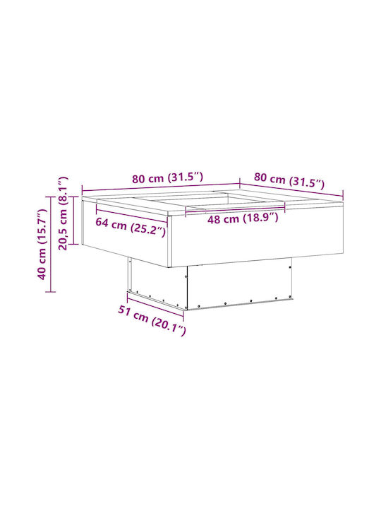 vidaXL Focar În aer liber din metal Maro 80x80x40cm