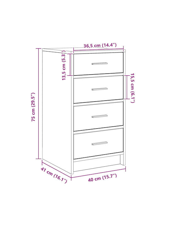 Συρταριέρα Γραφείου Ξύλινη Γκρι 40x41x75cm