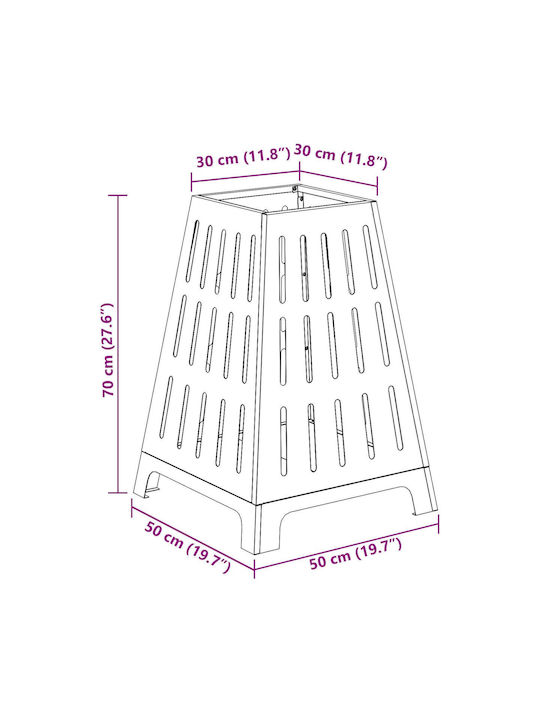 vidaXL Огнище На открито Кафяв 50x50x70см