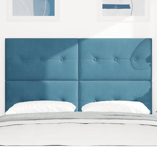 vidaXL Fabric Bed Headboard Dark Blue 144x128cm