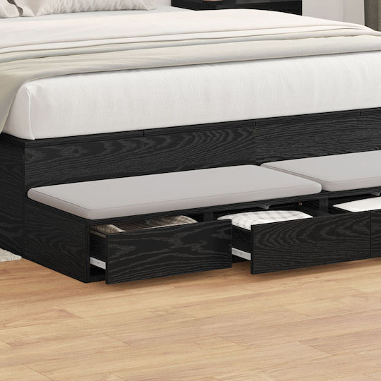 vidaXL Συρτάρι Κρεβατιού Ξύλινο Μαύρο 135x36.5x16.5cm