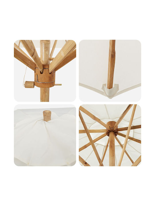 Umbrella Floor Round Wooden Beige D2.11m