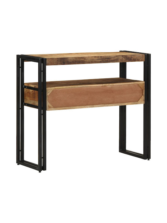 Console Table of Solid Wood & Metal Black Velvet-Black Metal L90xW33xH75cm