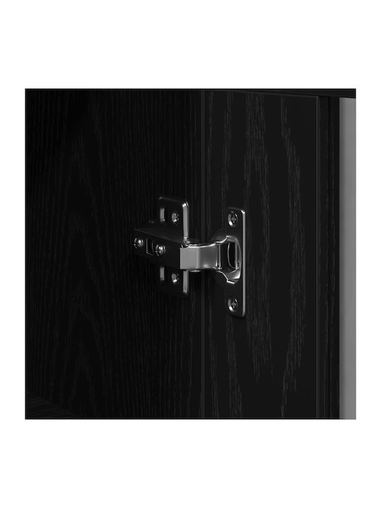 Wand Wohnzimmer Vitrine aus MDF mit Glas Black Oak 69.5x34x90cm