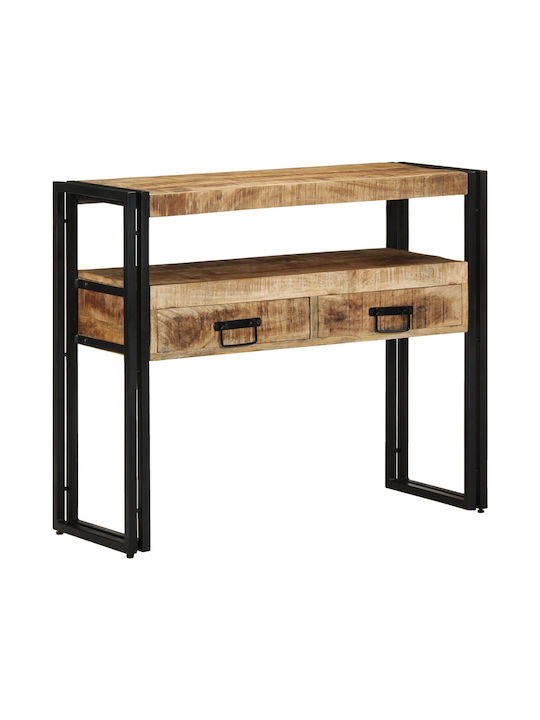 Console Table of Solid Wood & Metal Black Velvet-Black Metal L90xW33xH75cm